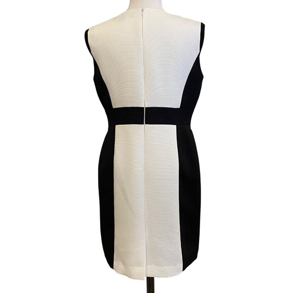 Tahari-Levine Studio Petite Black & White block Sleeveless Dress With Belt Waist - Picture 4 of 11